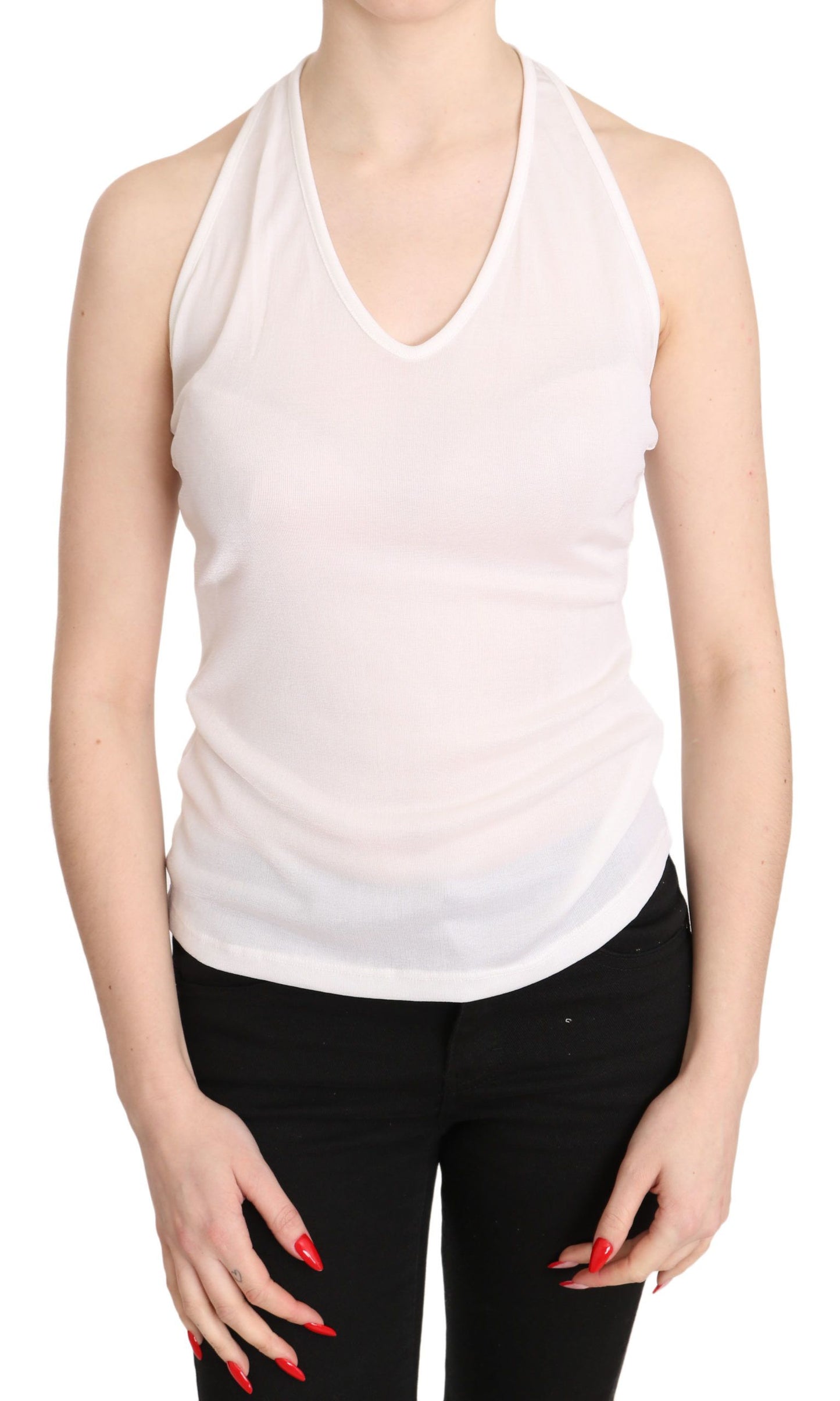 Elegant White Halter Casual Tank Top