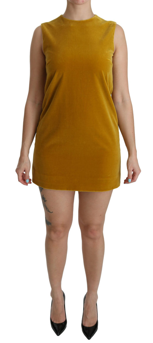 Μίνι φόρεμα Mustard Velvet Shift