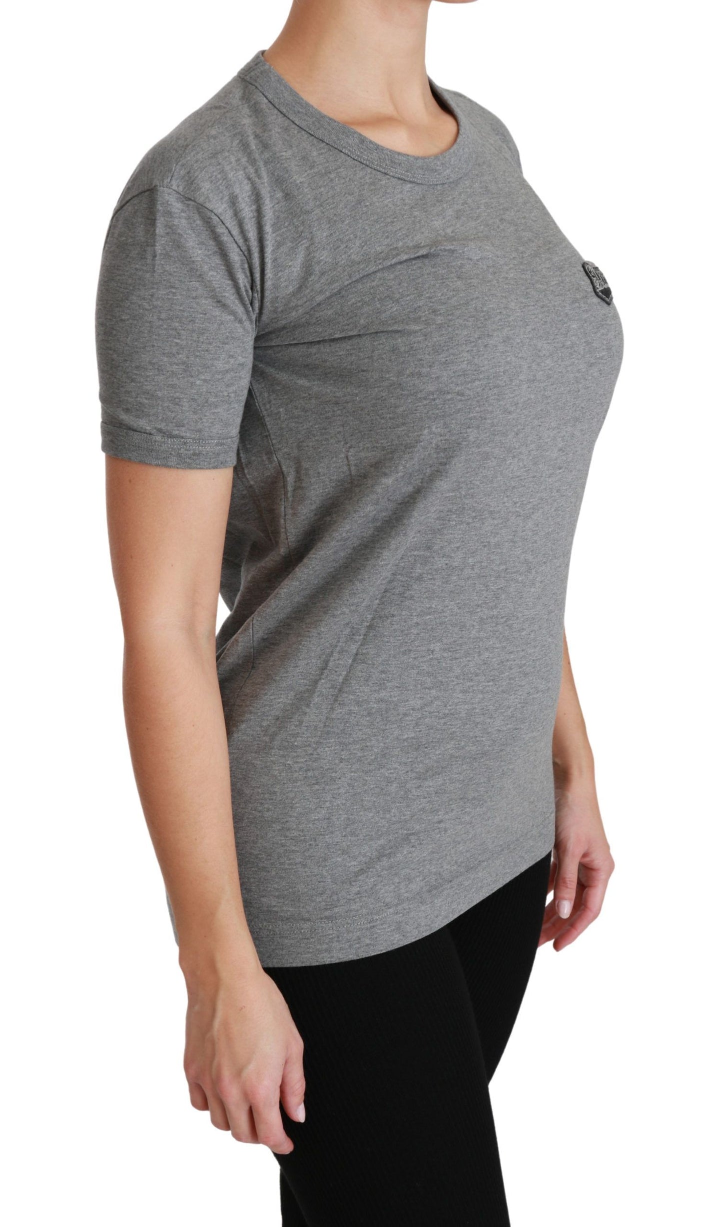 Chic Grey Amore Patch Crewnneck Tee