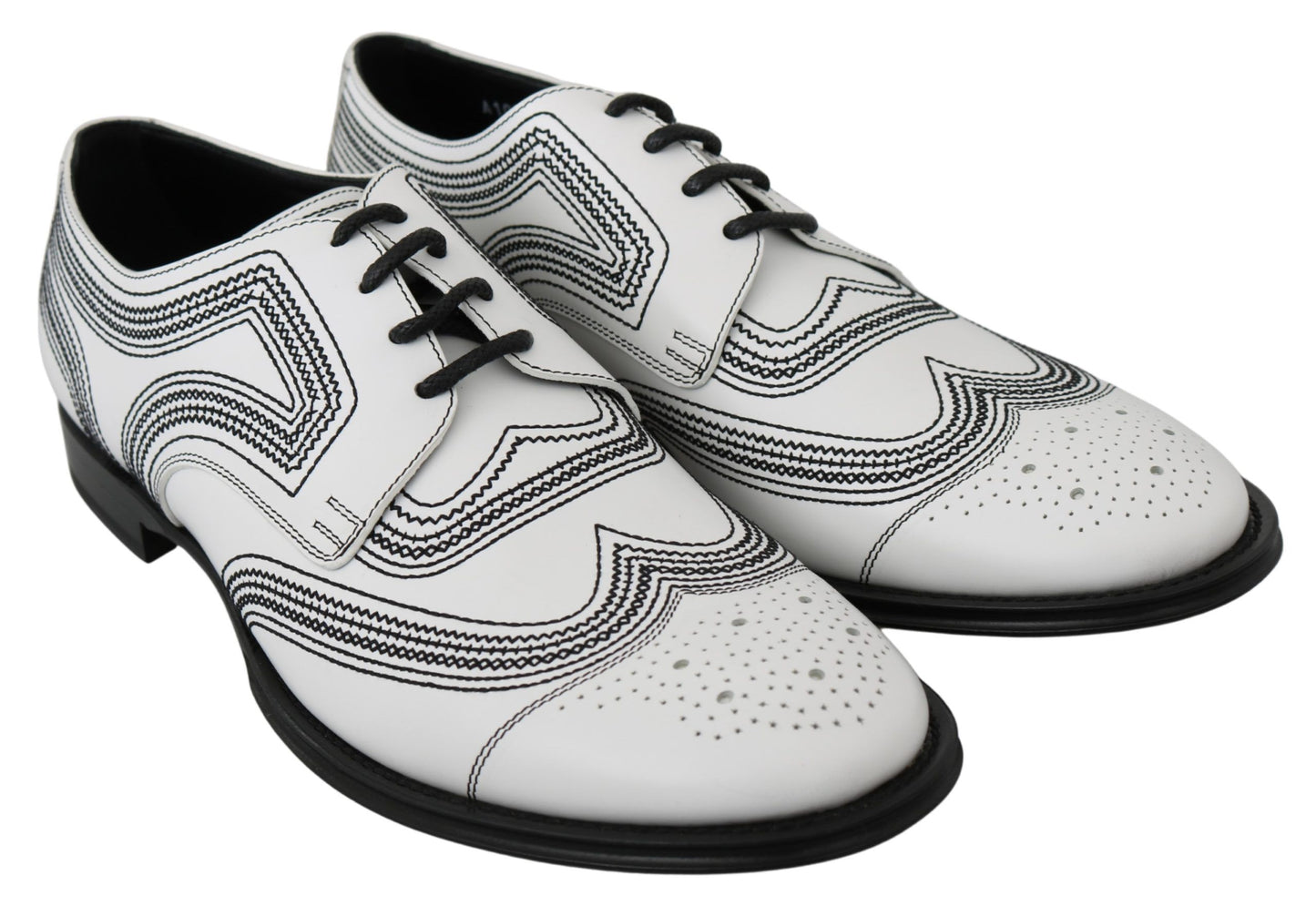 Elegant White Leather Derby Shoes