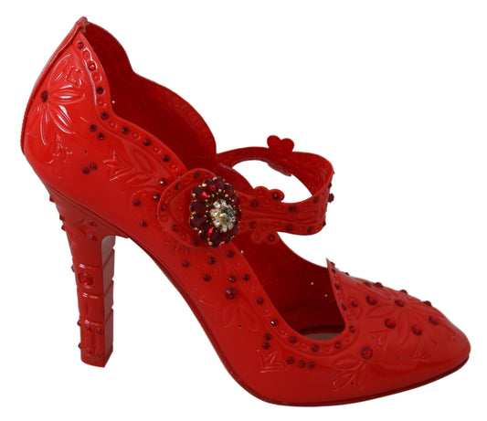 Chic Red Crystal Cinderella Pumps