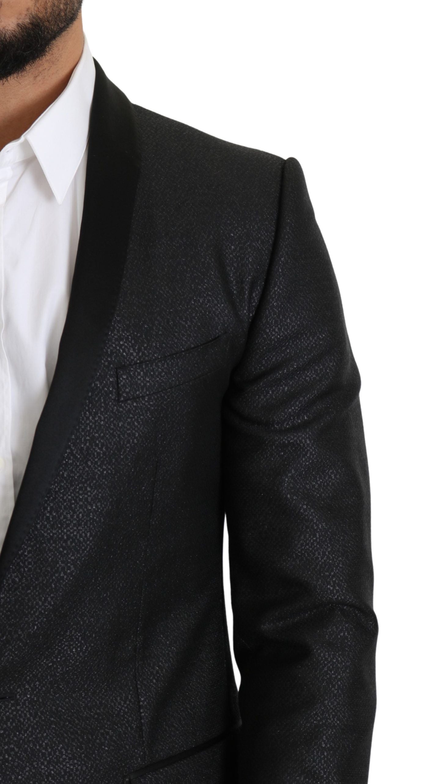 Κομψό μαύρο Jacquard Slim Fit Blazer