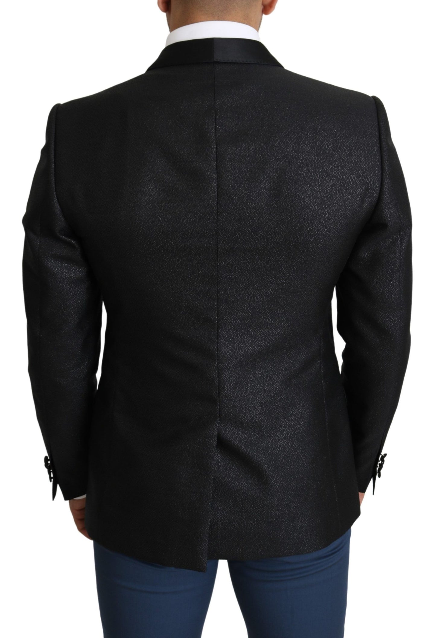 Κομψό μαύρο Jacquard Slim Fit Blazer