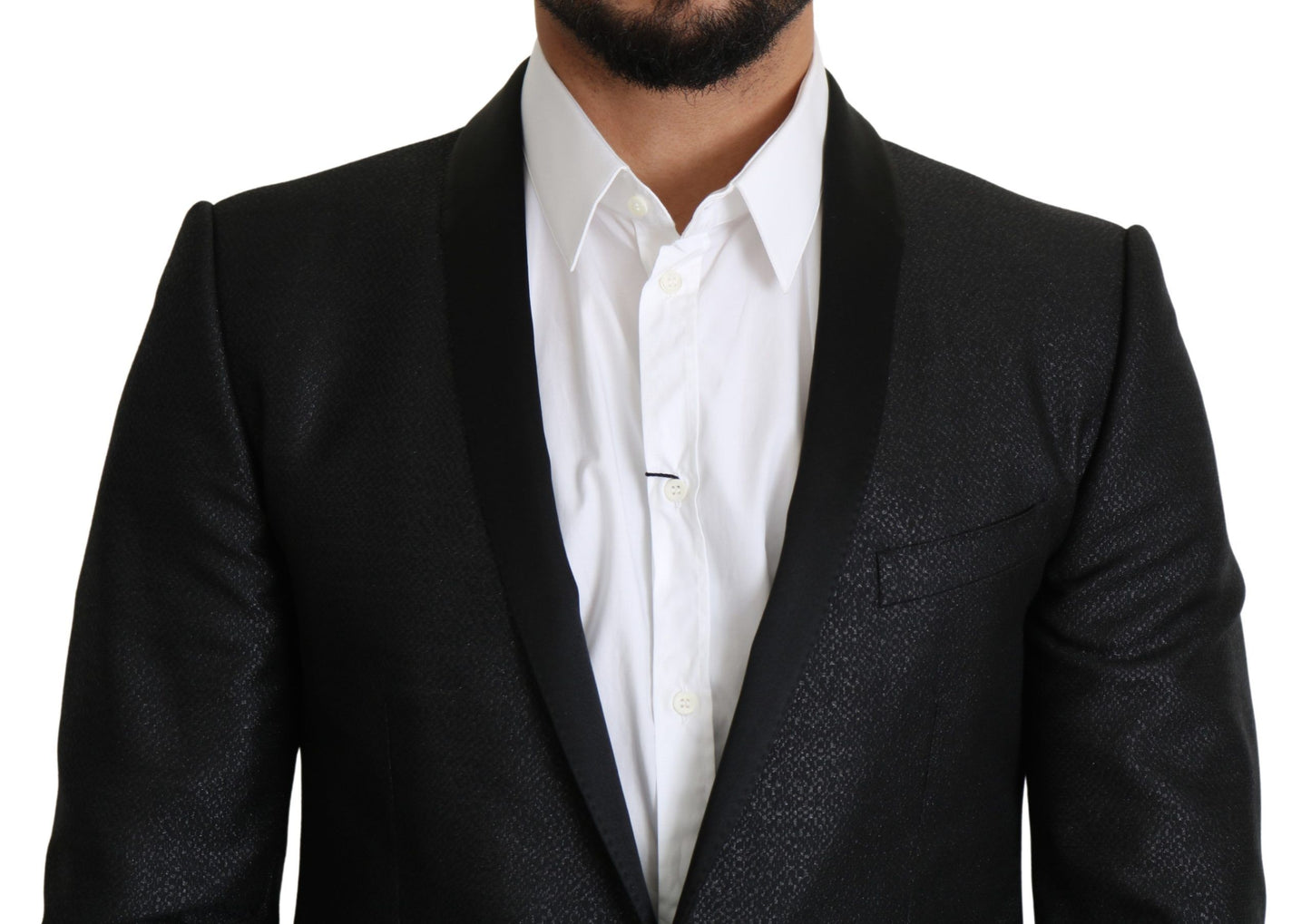 Κομψό μαύρο Jacquard Slim Fit Blazer