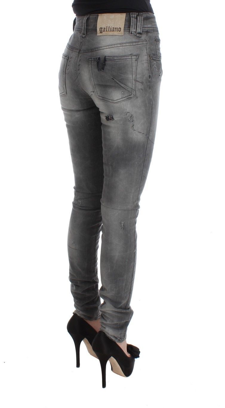 Chic Grey Slim Fit Designer Jeans