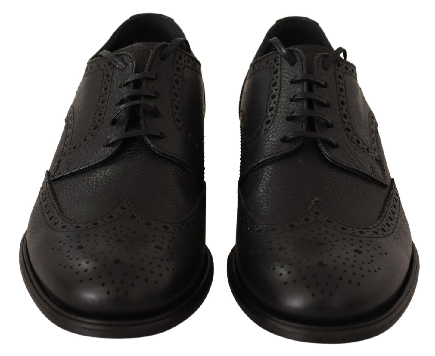 Elegant Black Leather Derby Wingtip Shoes