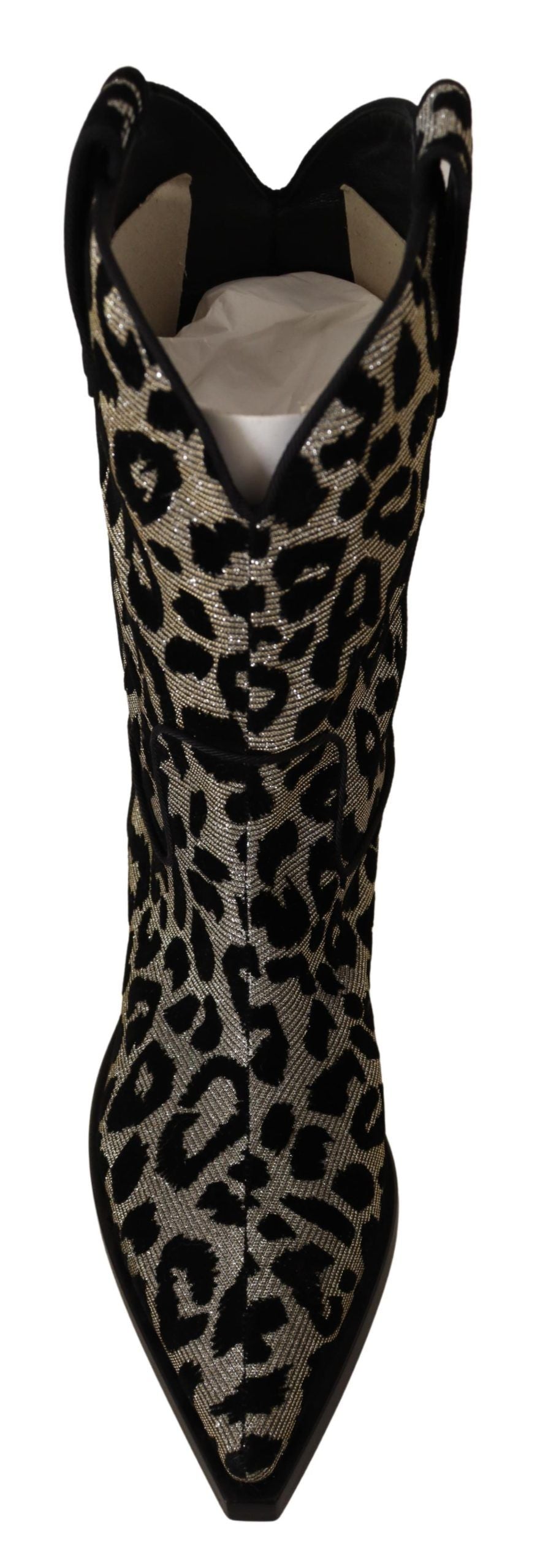 Elegant Leopard Print Mid Calf Boots