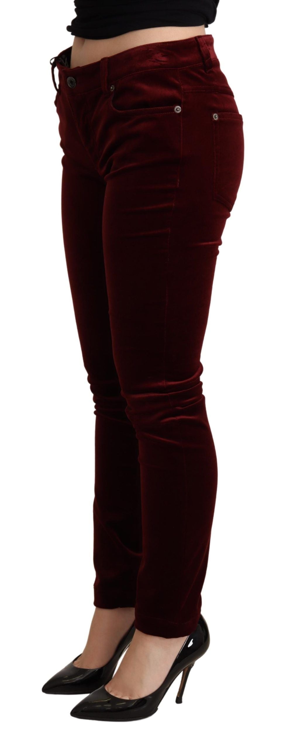 Υπέροχο Bordeaux Red Skinny Παντελόνι