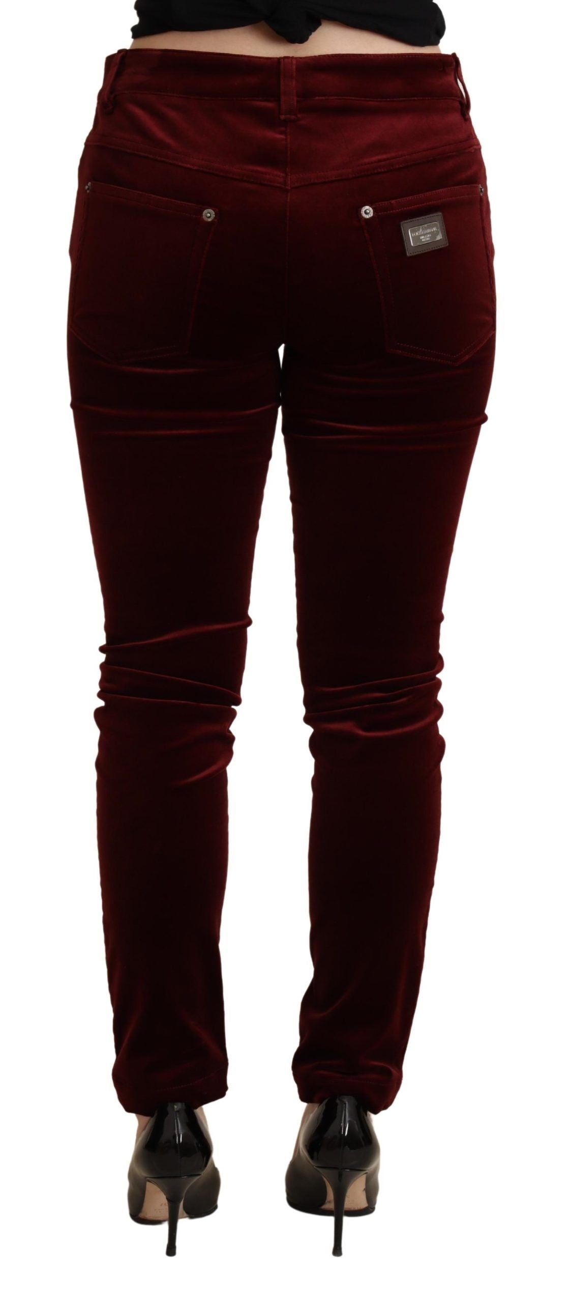 Υπέροχο Bordeaux Red Skinny Παντελόνι