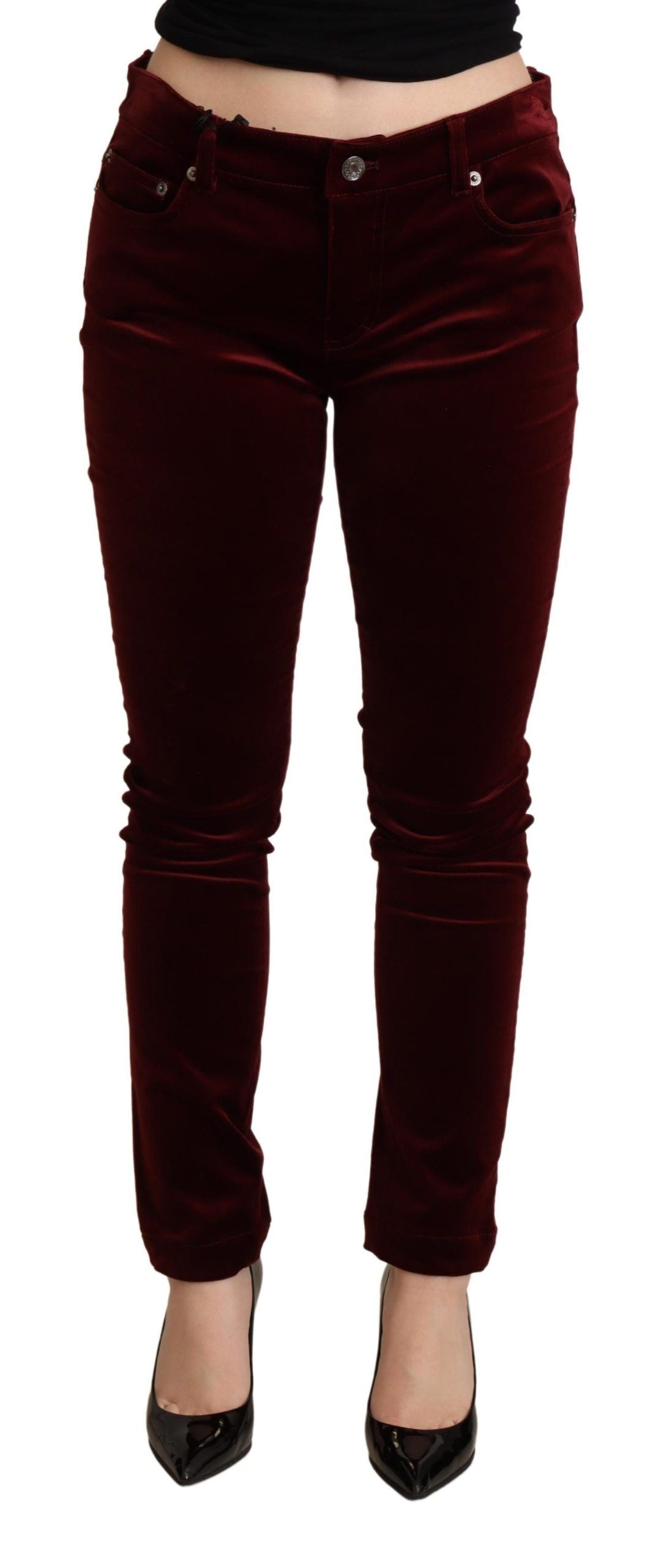 Υπέροχο Bordeaux Red Skinny Παντελόνι