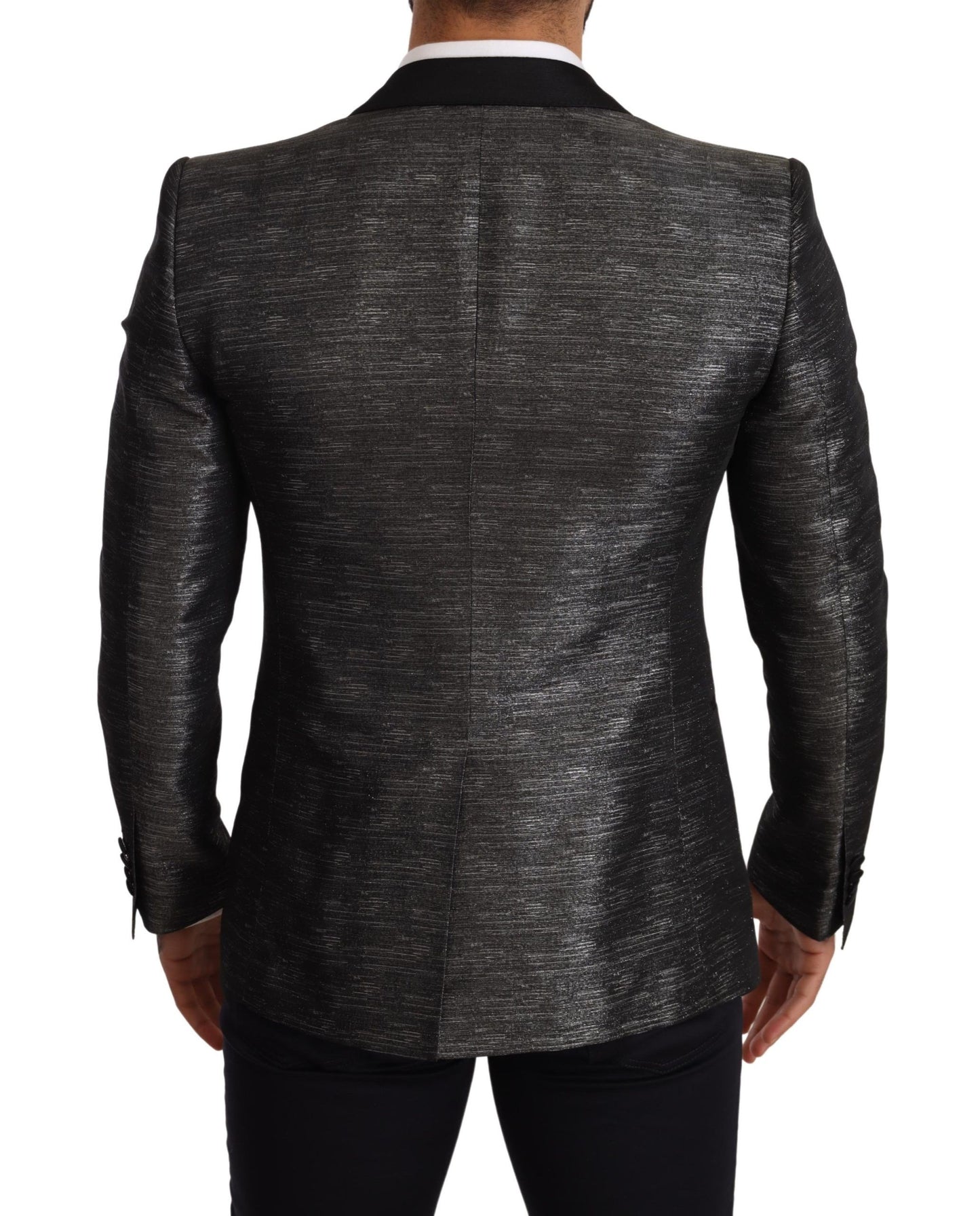 Μεταλλικό γκρι Jacquard Slim Fit Blazer