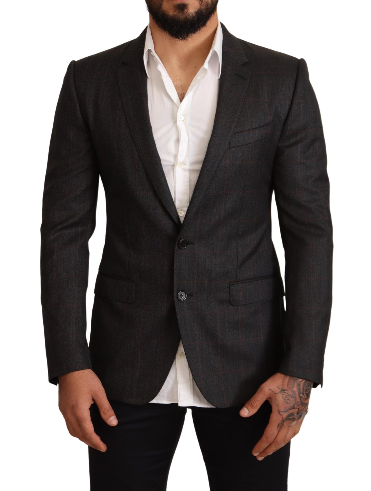 Elegant Grey Check Martini Blazer