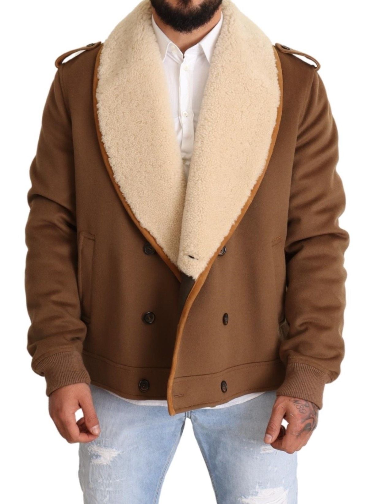 Κομψό μπουφάν Shearling με διπλό στήθος