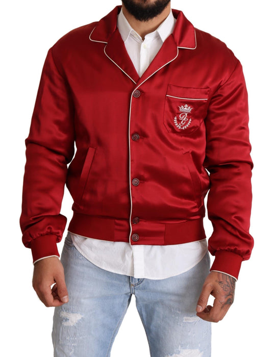 Πολυτελές Silk Red Bomber Jacket