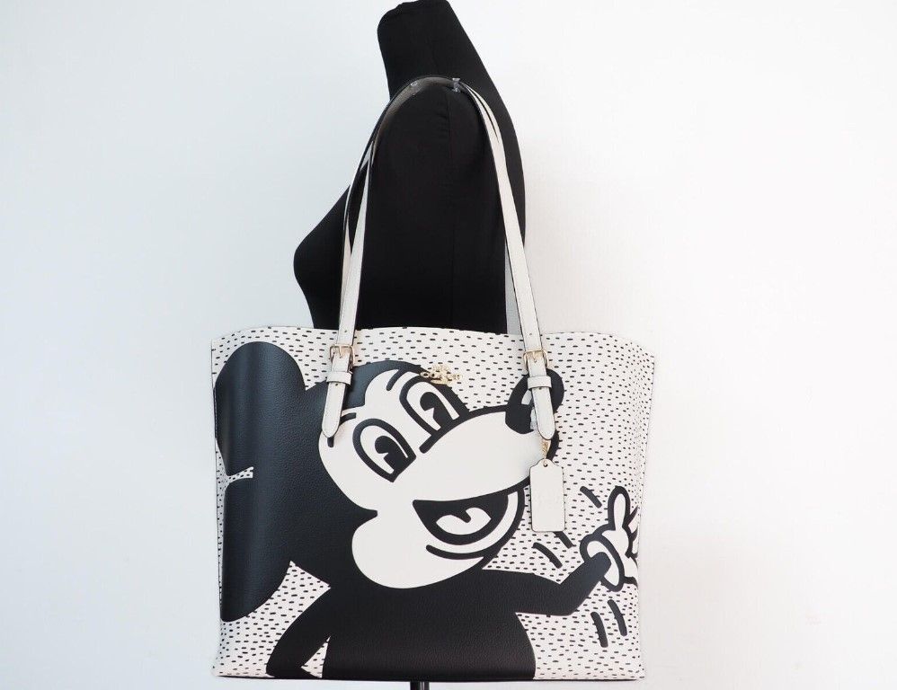 (C6978) Mickey Mouse X Keith Haring Mollie Large Leather Shoulder Bag