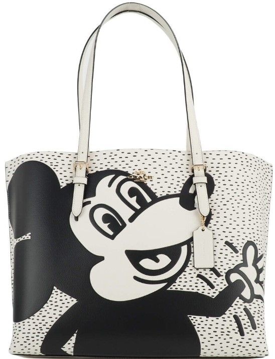 (C6978) Mickey Mouse X Keith Haring Mollie Large Leather Shoulder Bag