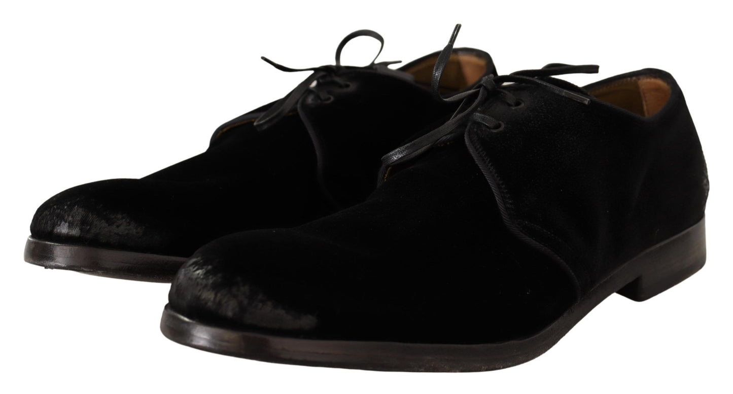 Κομψά παπούτσια Derby Black Velvet