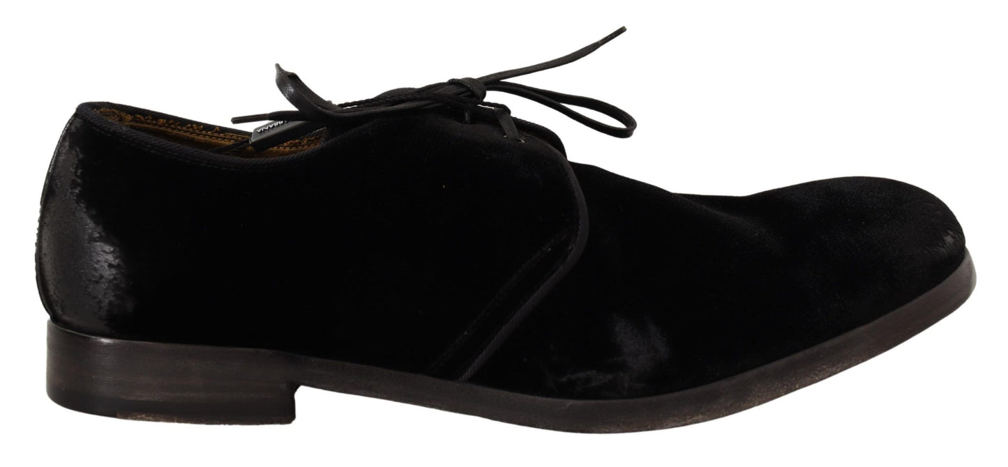 Κομψά παπούτσια Derby Black Velvet