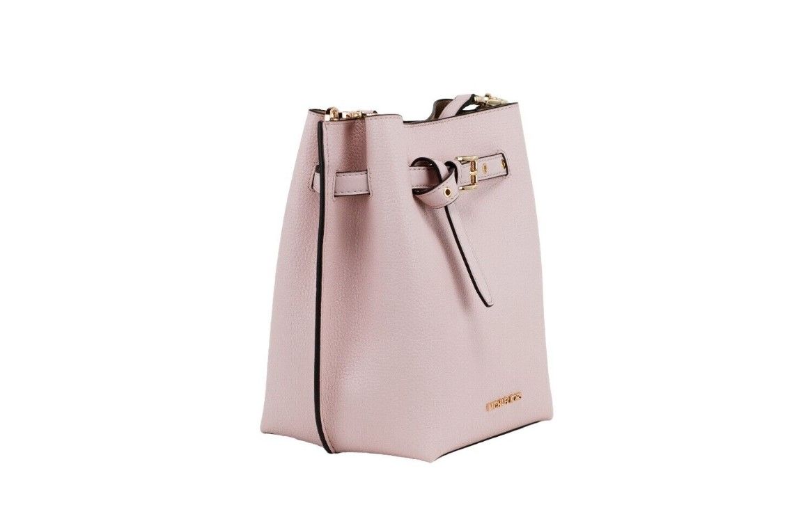 Τσάντα Emilia Small Powder Blush Pebble Leather Bucket Messenger