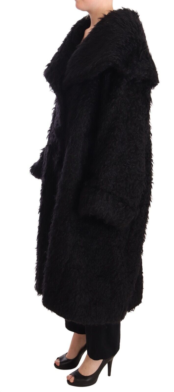 Sleek Runway Fur Cape Trench Jacket