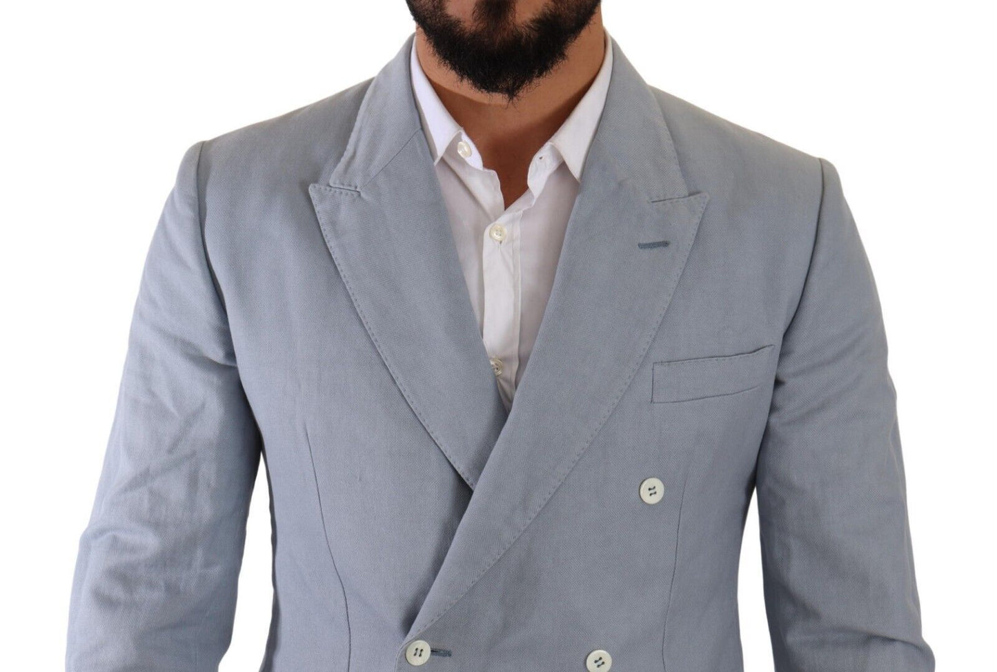 Κομψό Slim Fit Light Blue Double Breasted Blazer