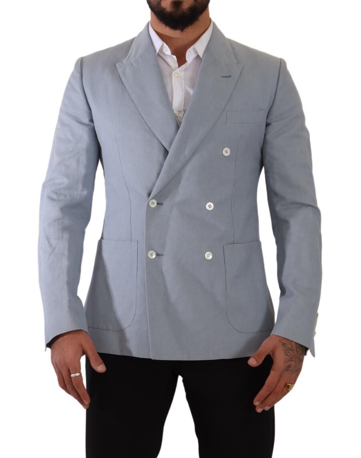 Κομψό Slim Fit Light Blue Double Breasted Blazer