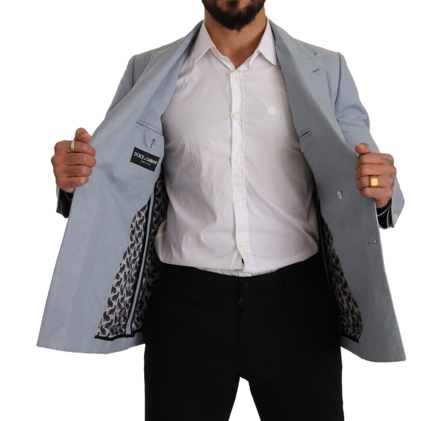 Κομψό Slim Fit Light Blue Double Breasted Blazer