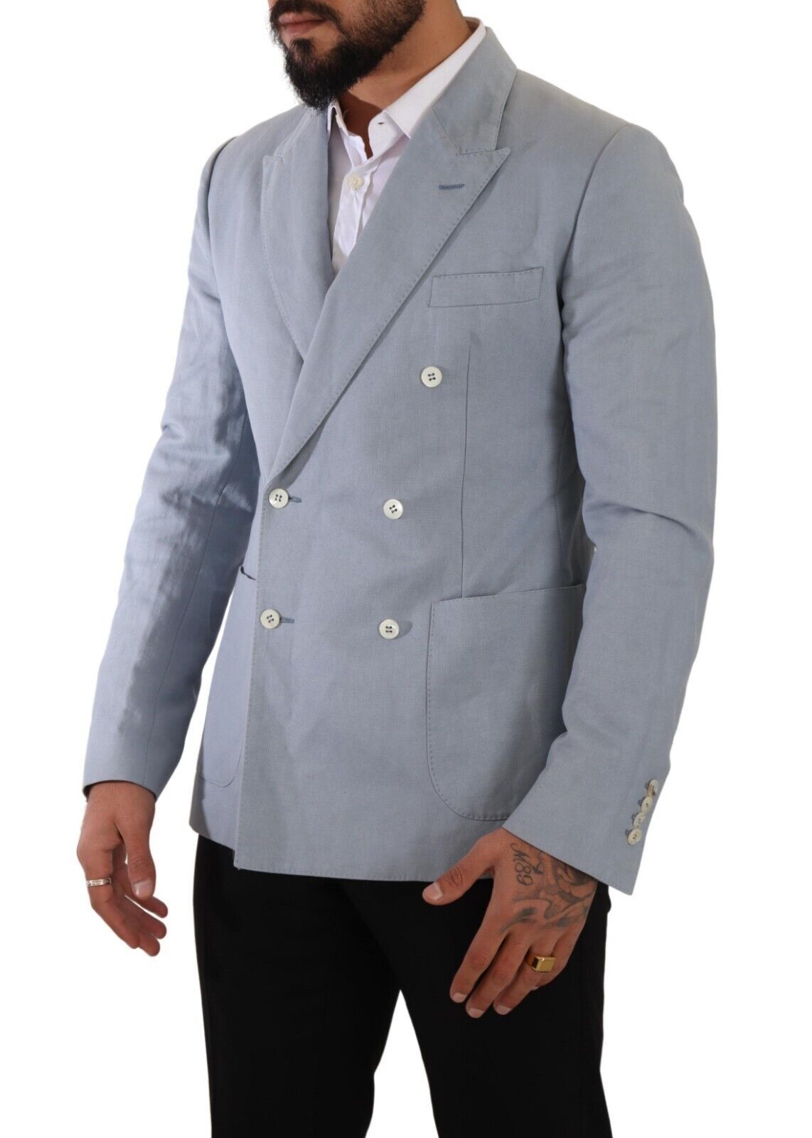 Κομψό Slim Fit Light Blue Double Breasted Blazer