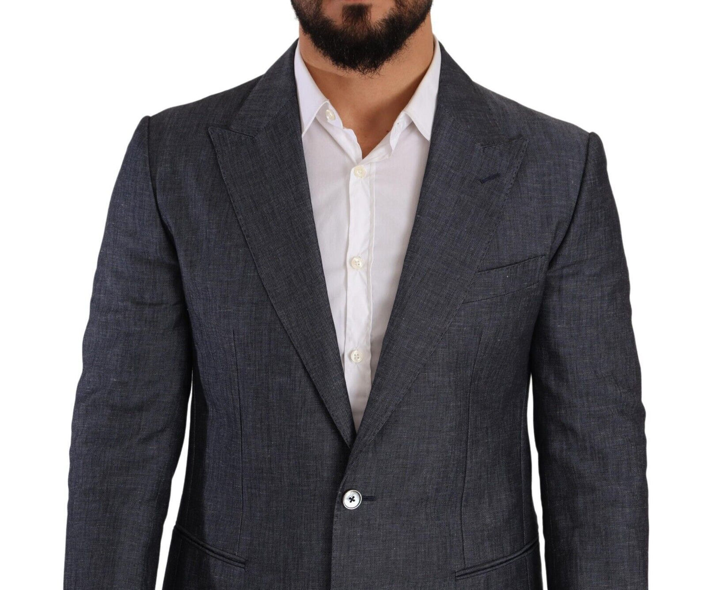 Κομψό, Slim Fit, Blue Blazer με δύο κουμπιά