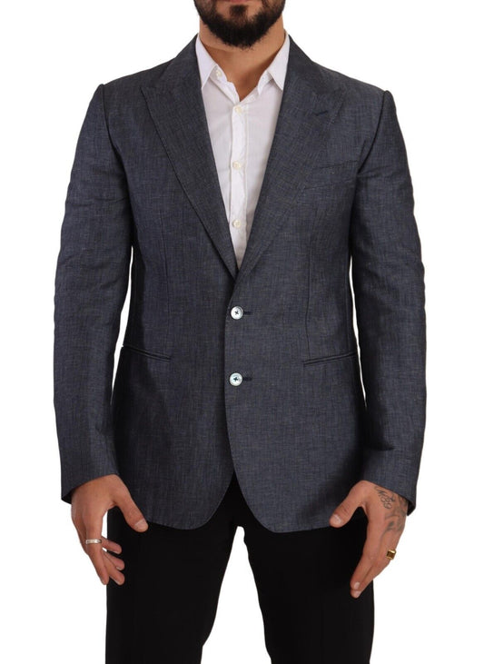 Κομψό, Slim Fit, Blue Blazer με δύο κουμπιά