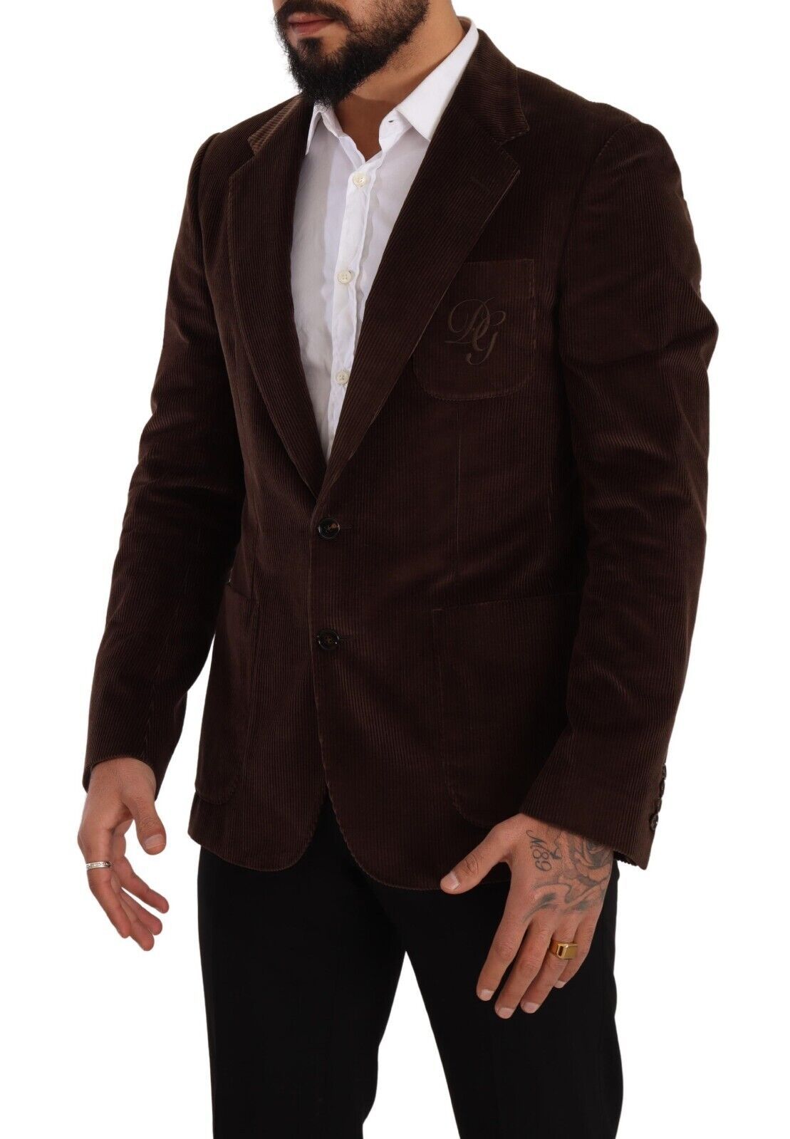 Κομψό καφέ κοτλέ Slim Fit Blazer