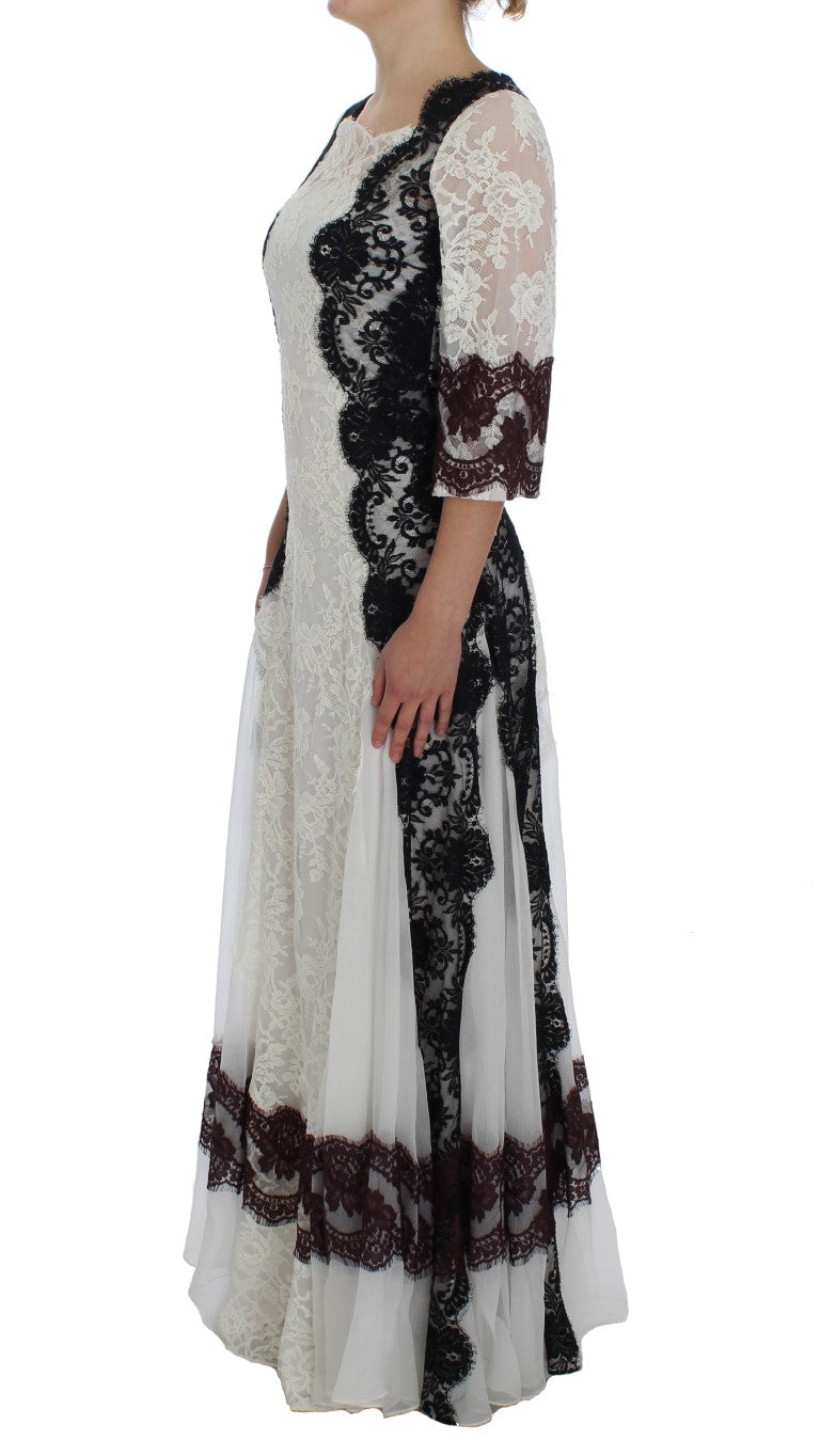 Floral Lace Silk Blend Maxi Φόρεμα