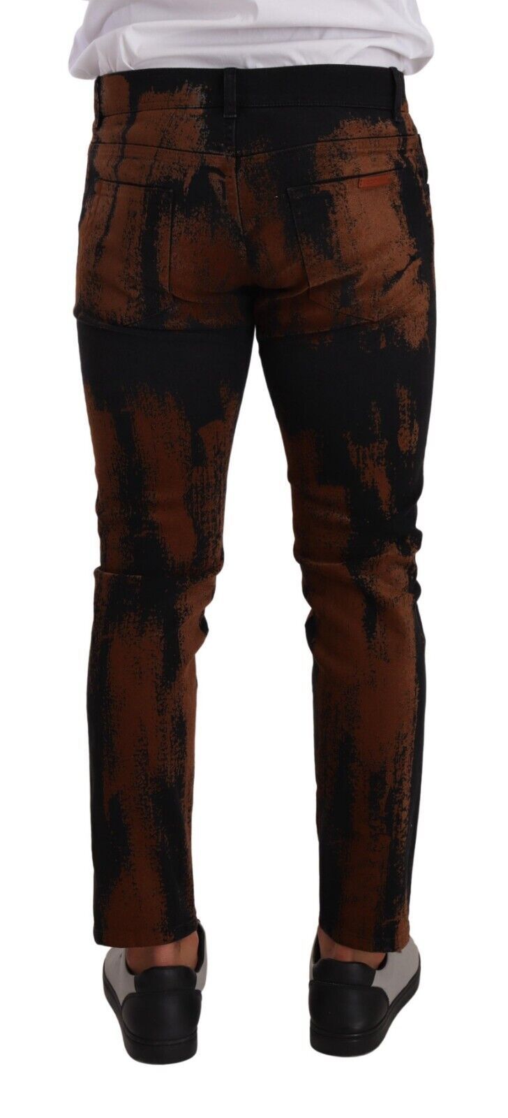 Chic μαύρο καφέ Tie-Dye Slim Fit Jeans