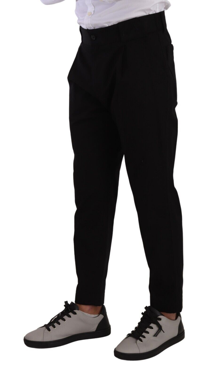 Elegant Tapered Black Cotton Chinos