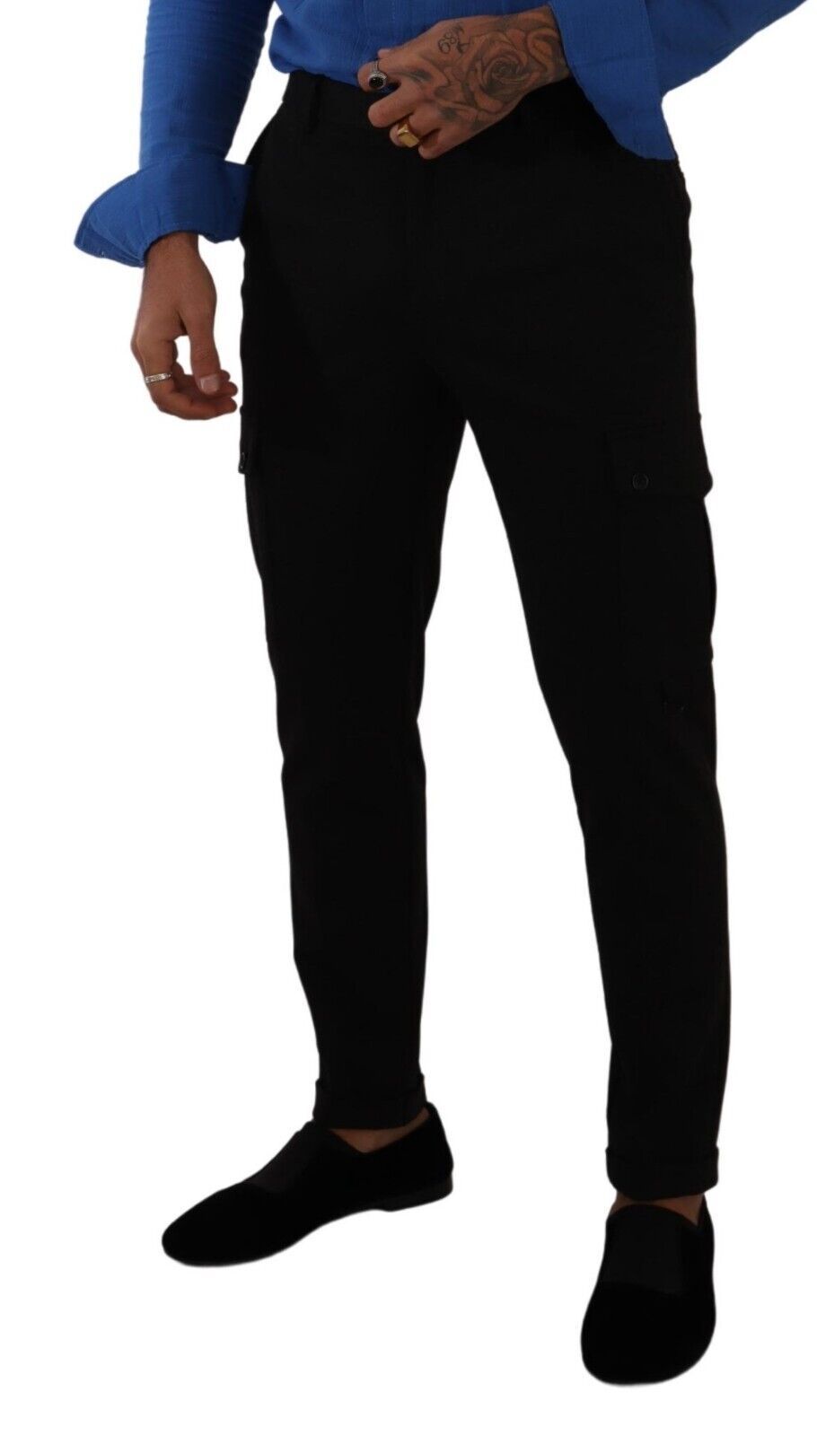 Κομψό μαύρο παντελόνι Cargo Slim Fit