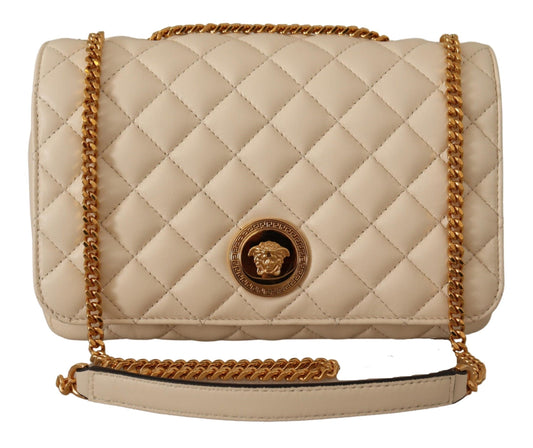 Elegant White Nappa Leather Shoulder Bag