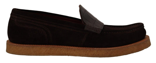 Κομψά Suede Crocodile Loafers σε καφέ χρώμα