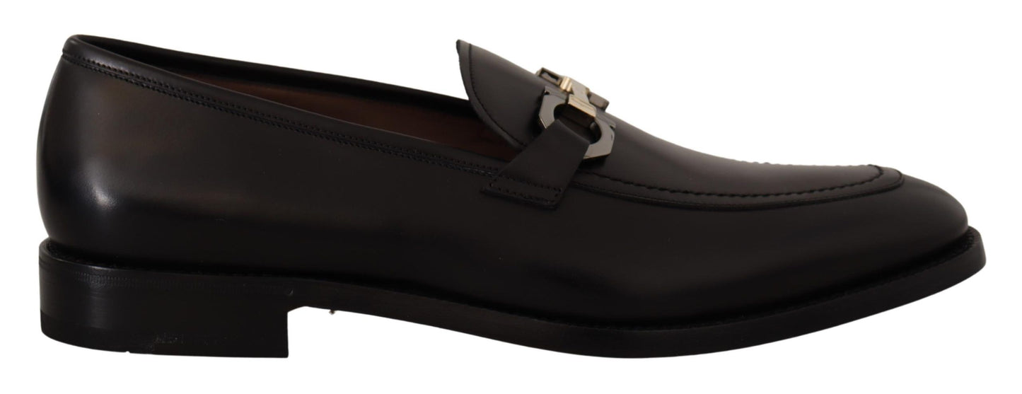 Λεπτό μαύρο δέρμα Gancio Bit Loafers