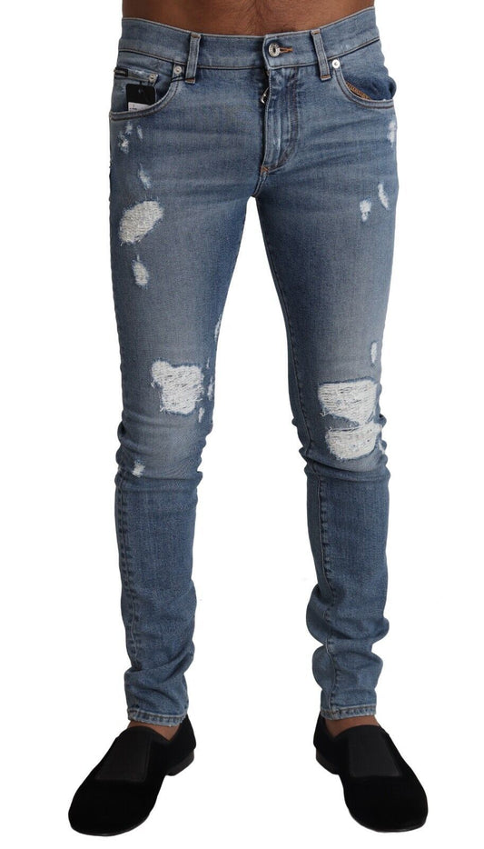 Elegant Light Blue Skinny Denim Pants