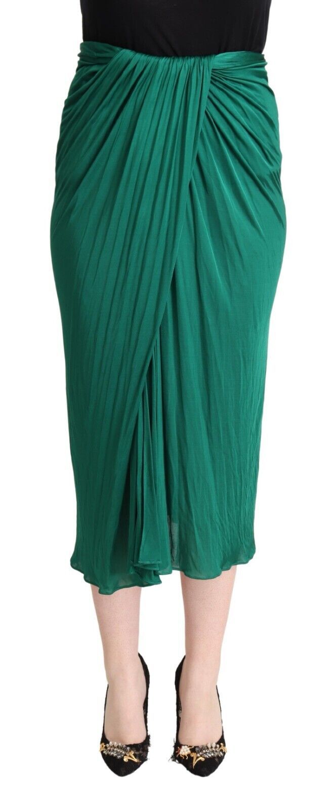 Elegant Pleated High Waist Midi Skirt