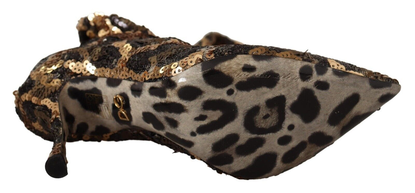 Κομψές μπότες μέχρι το γόνατο Leopard Sequin