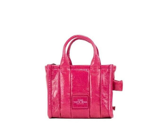 Η Shiny Crinkle Micro Tote Magenta Δερμάτινη τσάντα χιαστί