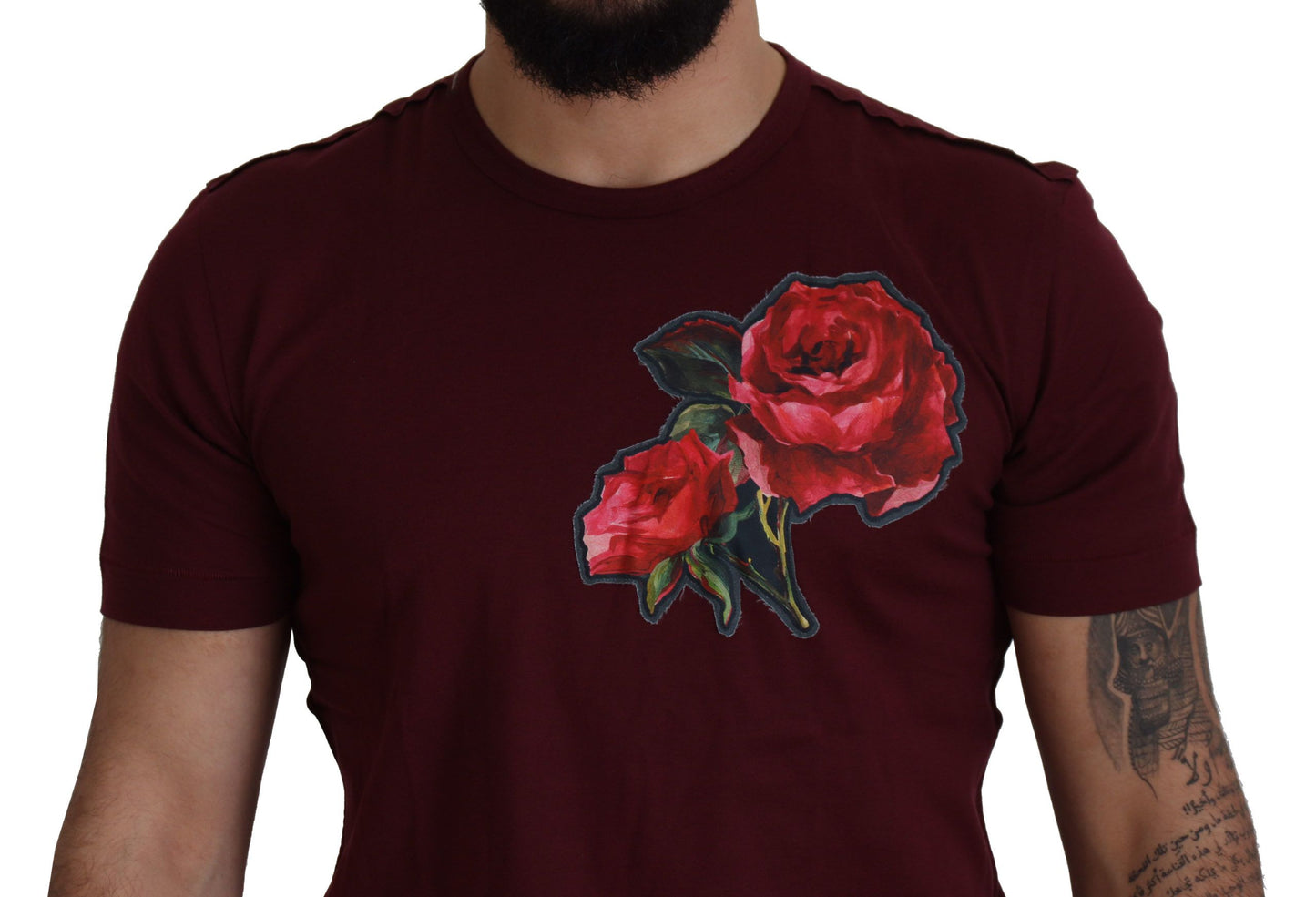 Κομψό μπλουζάκι με μοτίβο Bordeaux Roses Crewneck