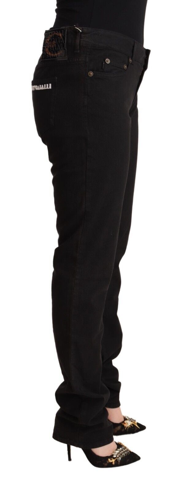 Sleek Mid-Waist Slim Fit Black Jeans