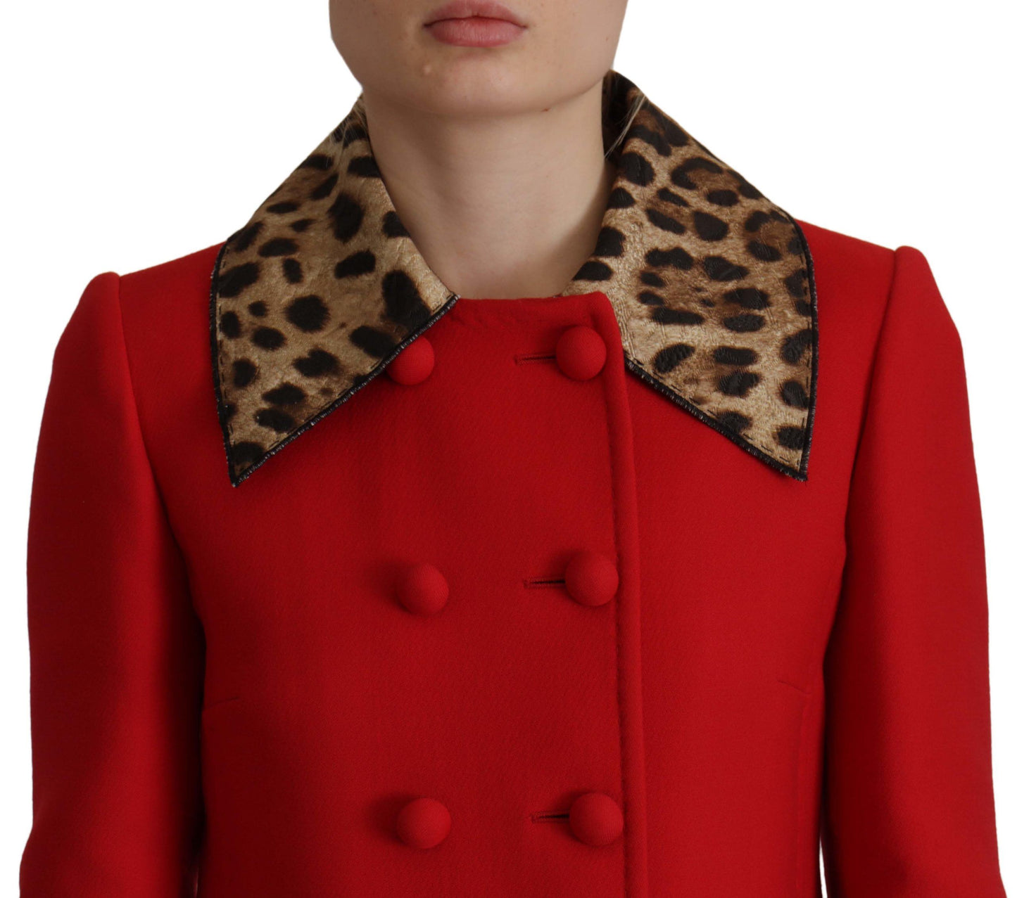 Elegant Red Leopard Trench Coat