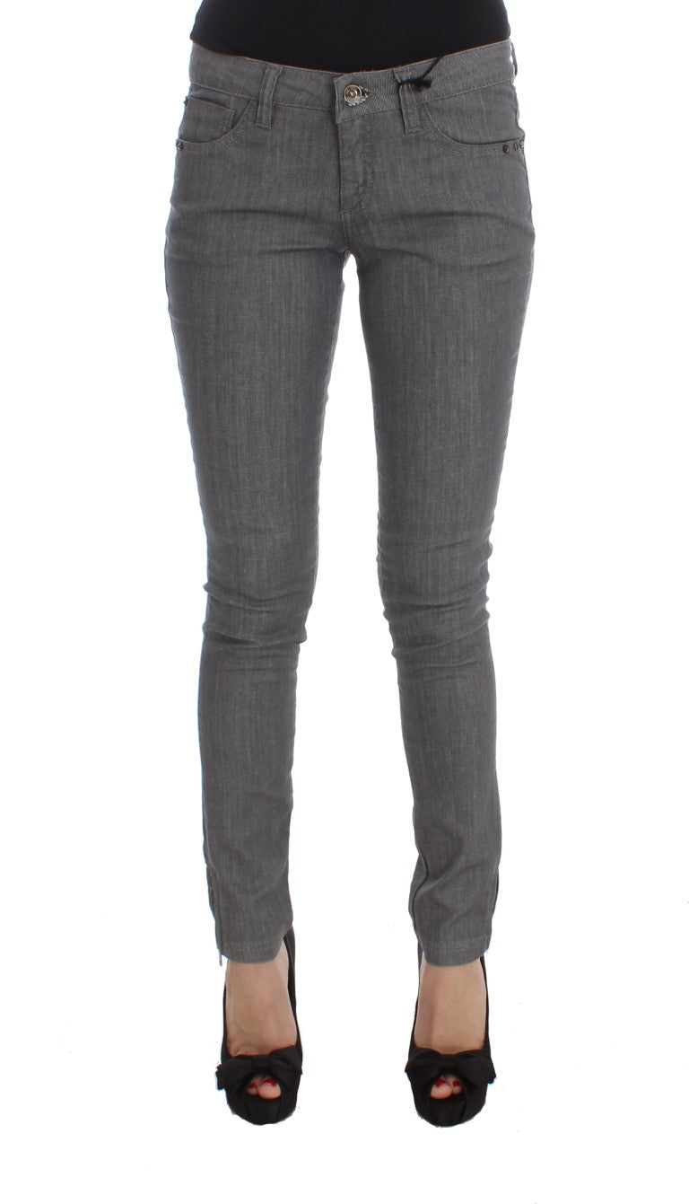 Chic Grey Slim-Fit Designer Jeans