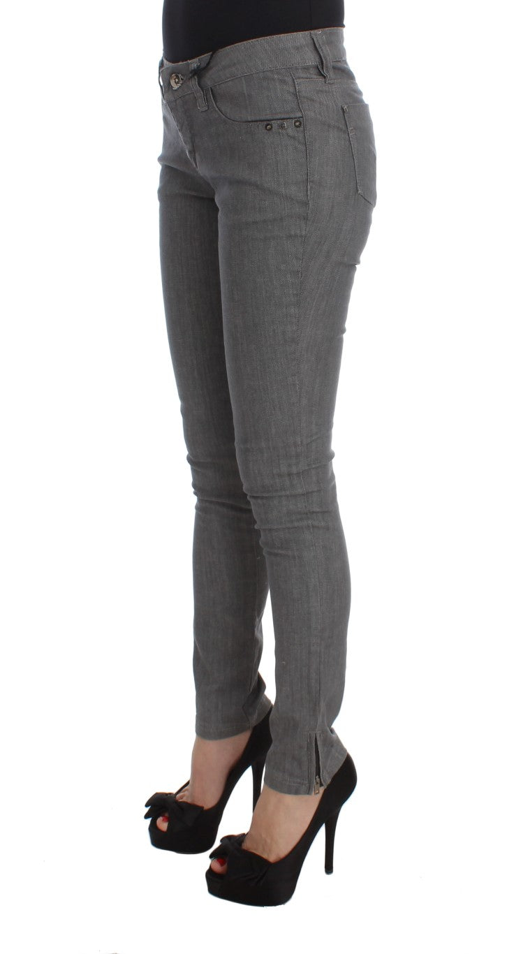 Chic Grey Slim-Fit Designer Jeans