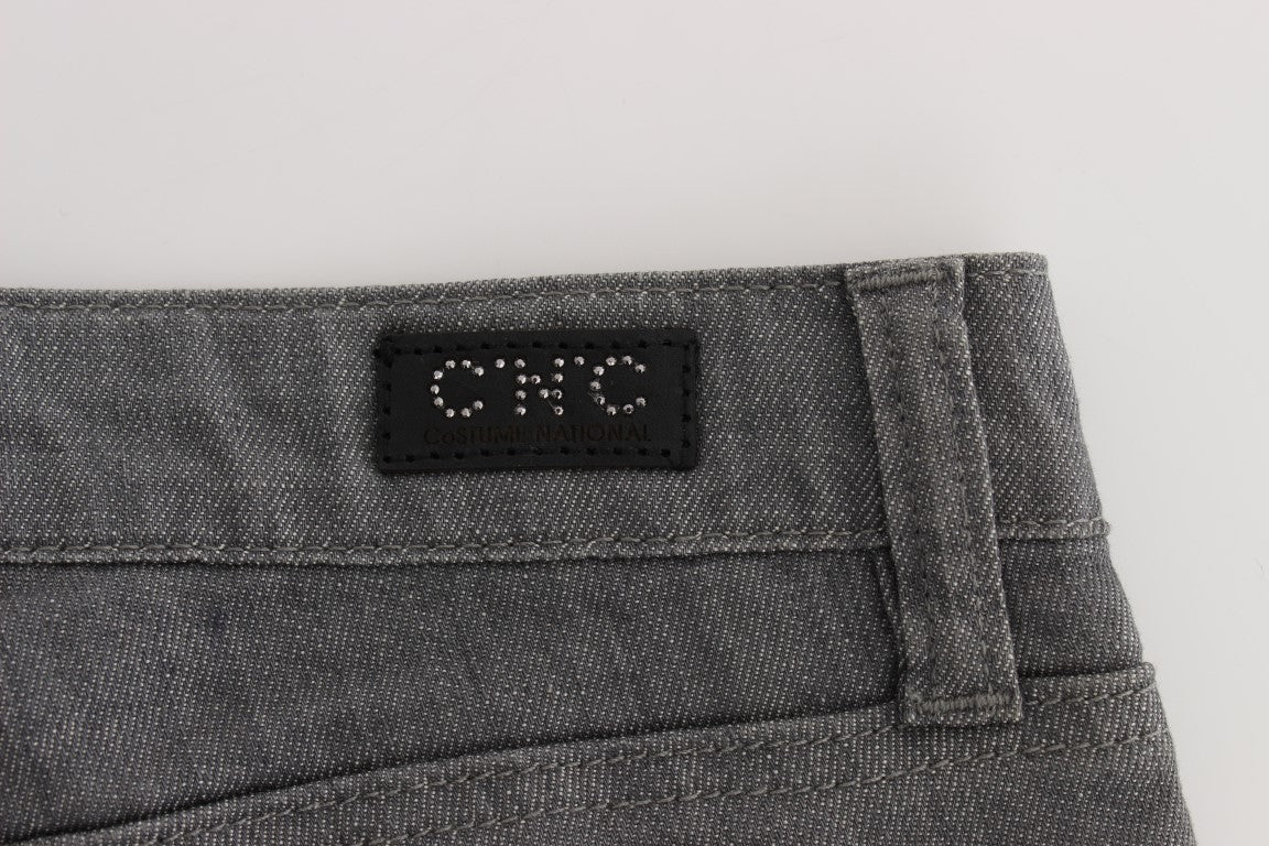 Chic Grey Slim-Fit Designer Jeans