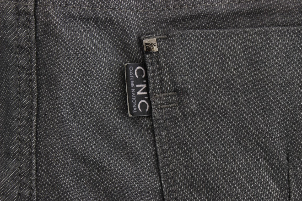 Chic Grey Slim-Fit Designer Jeans