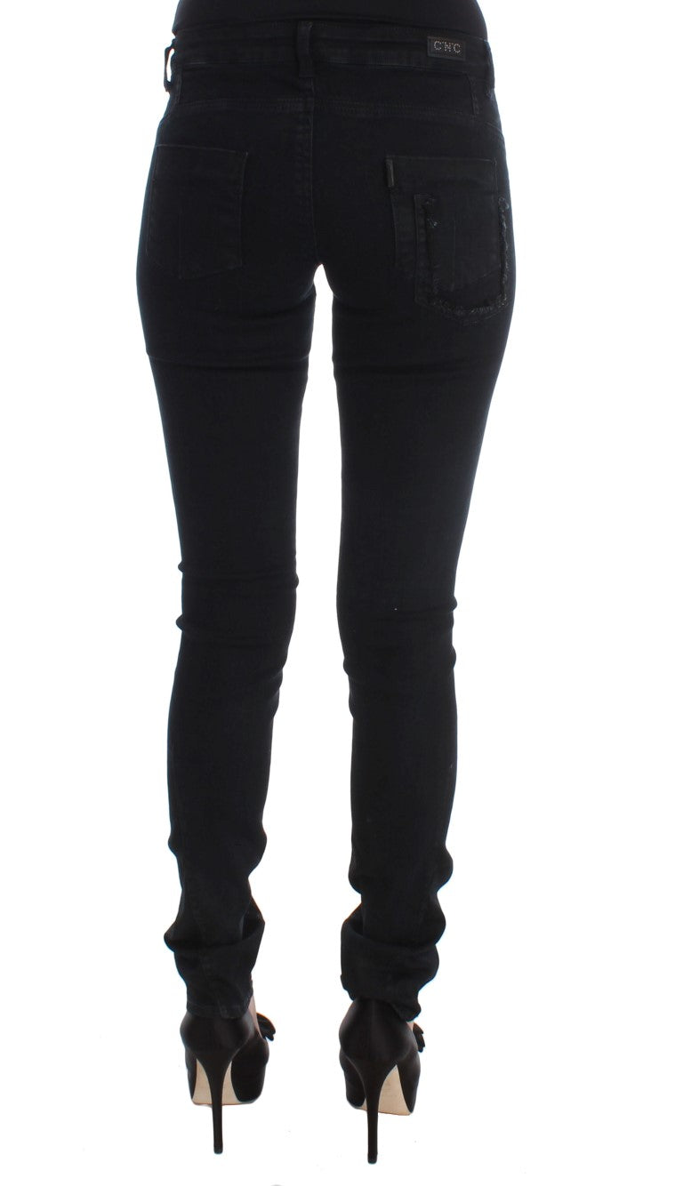 Sleek Slim Fit Designer Jeans σε Κλασικό Μαύρο